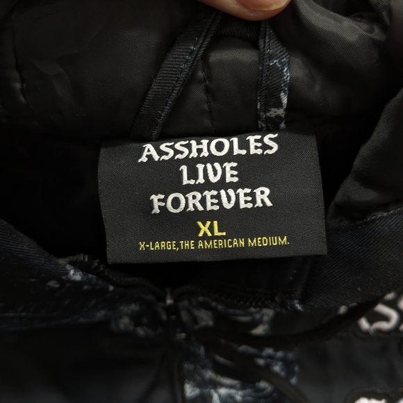 Aholes Live Forever Black Skull Graphic Men's Jacket Size XL - Picture 6 of 13